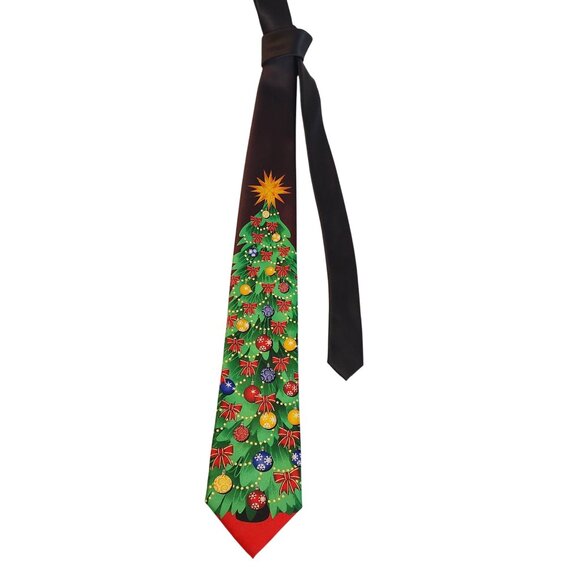 Vintage Tie Tales Christmas Tree Necktie Ornaments & Red Bows Festive Holiday Me - Picture 1 of 5